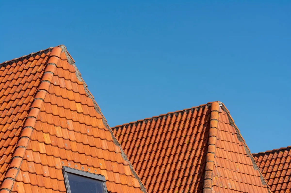 Clay barrel tile rooflines on homes in Springfield, MA